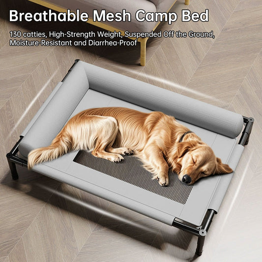 Pet Furniture: Elevated Mesh Dog Beds (Breathable with Cushion), Removable Dog Cribs, Cat Beds – For Patio Sunbathing