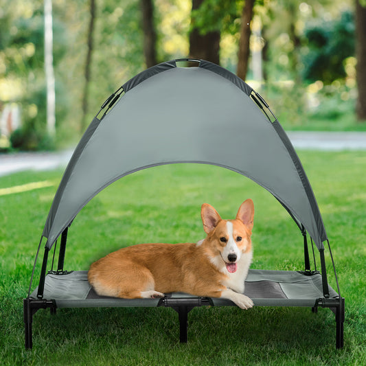Elevated Cooling Breathable Outdoor Dog Bed with Removable Canopy | Steel frame dog bed | Heat-resistant